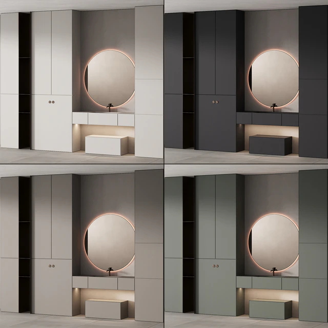 249 bathroom furniture 07 minimal modern round mirror — Скачать