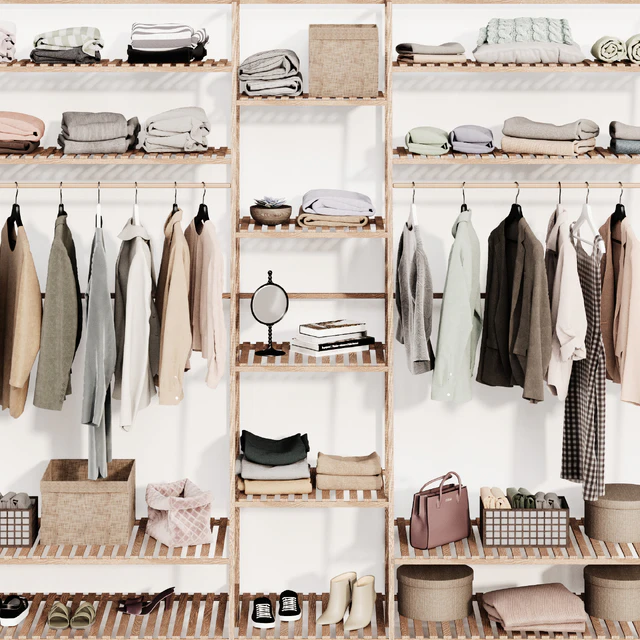 Clothes wardrobe wooden rack — Descargar