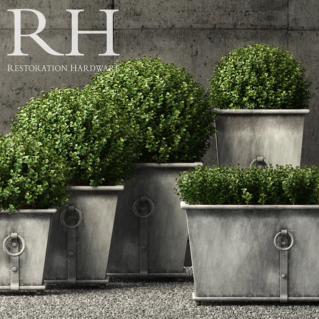 Restoration Hardware estate zinc ring square planters — Скачать