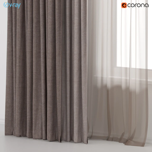 Brown curtains in two colors with brown tulle. — Descargar