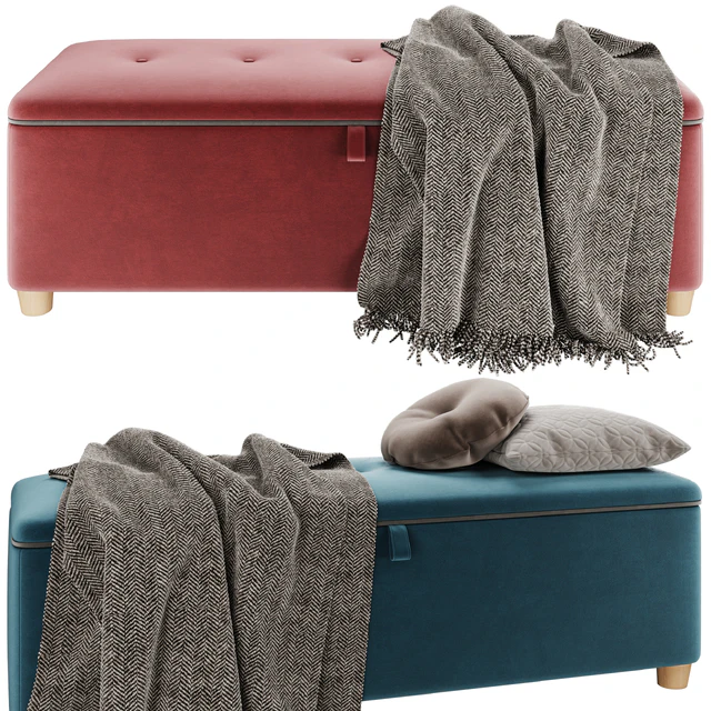 Банкетка пуф Эдин Velvet Coral / Grey / Mustard / Ocean / Emerald от Диванру — Скачать