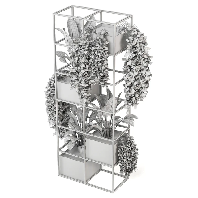 indoor plants in rusty concrete pot on metal shelf - Set 122 — Descargar