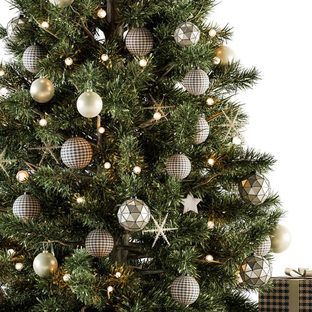 Christmas Decoration 13 - Christmas Brown and Green Tree with Gift — Скачать