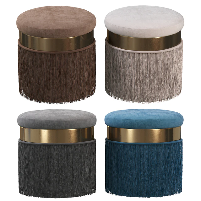 Blush Mauve Long Fringed Round Velvet Ottoman Footstool — Descargar