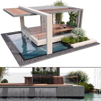 Pergola With Water & Plants — Ver 1