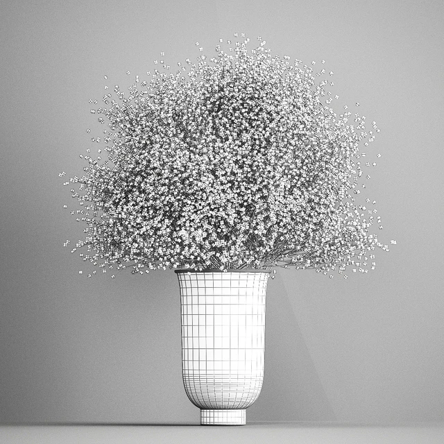 Bouquet of white flowers in a vase with Gypsophila, Gibsolyubka, Kachim. 201. — Descargar