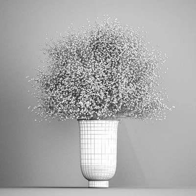 Bouquet of white flowers in a vase with Gypsophila, Gibsolyubka, Kachim. 201. — Ver 2