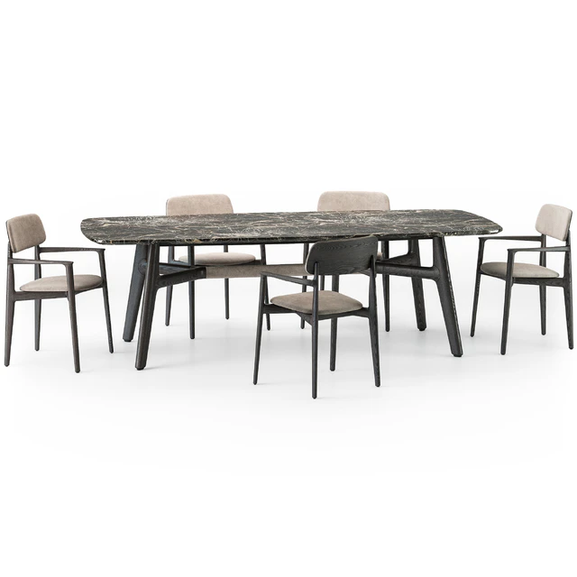 Poliform Curve dining table armchair set — Скачать