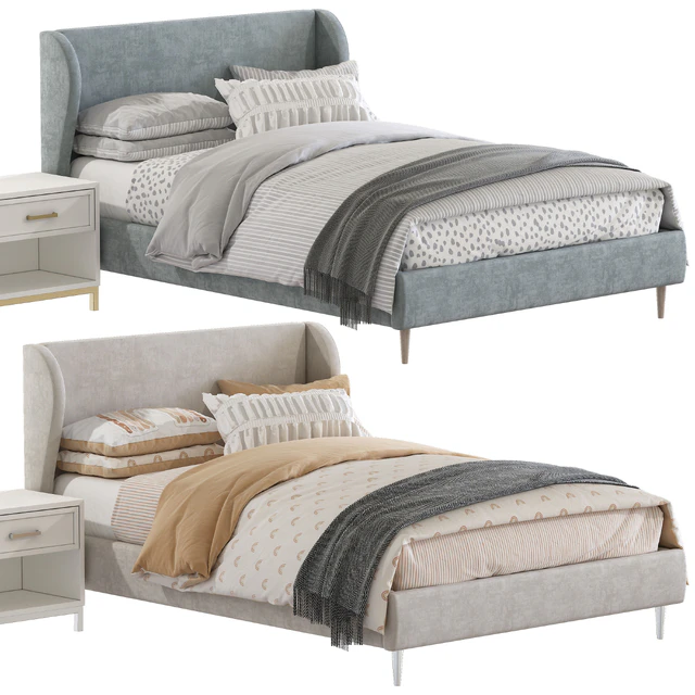 Кровать Wren Wingback Upholstered Bed — Скачать