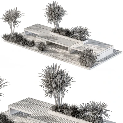 Urban Furniture Bench with Plants Set 42 — Ver 4