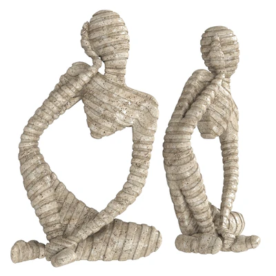 Ethnic statuette of a woman from travertine — Ver 1