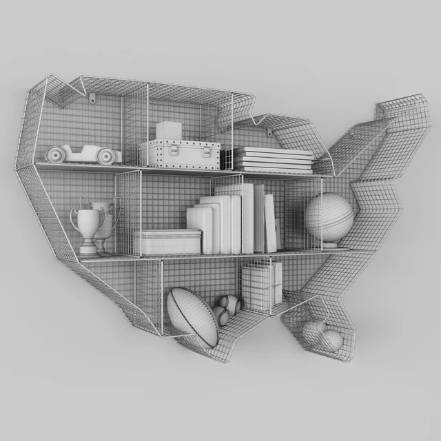 Industrial wire cubby usa map shelf — Скачать