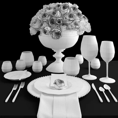 Сервировка с розами/Table setting with roses — Вид 3