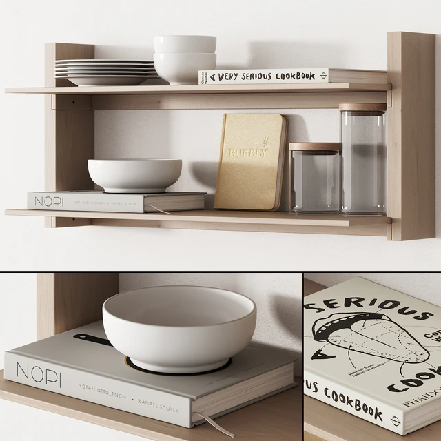162 kitchen decor set accessories 05 dishes and books 01 — Скачать