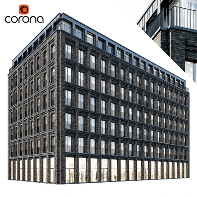 Modern residential building 07 | night + interiors — Ver 1