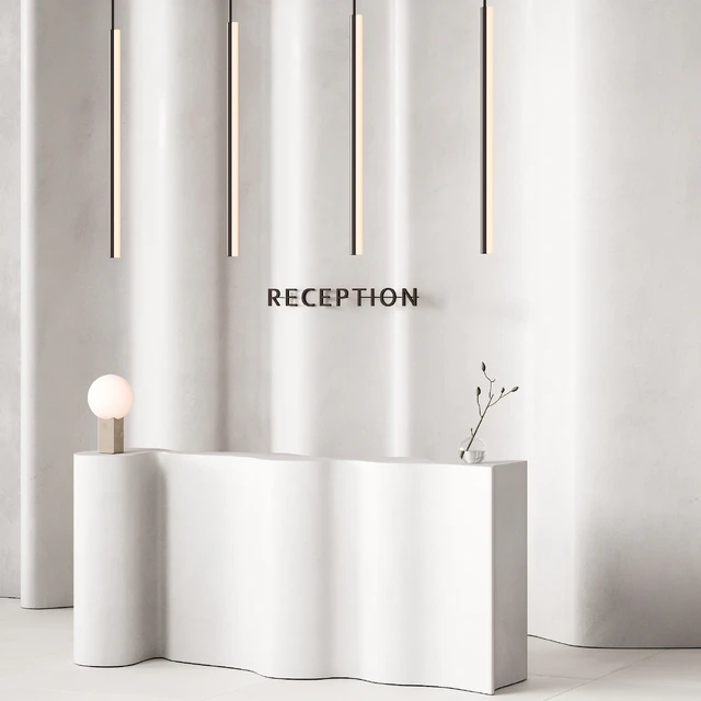 379 office furniture 17 reception desk 12 double wave with plant — Descargar