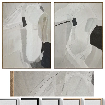 Large Mid-Century Abstract Neutral Wall Art C-864 — Вид 1
