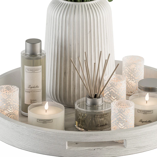 White and Pink Decorative Set with Bouquet in Tray - Set 108 — Скачать