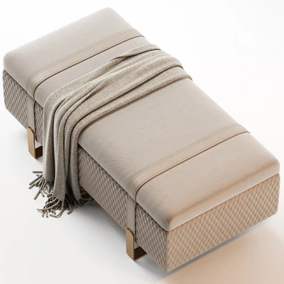 Modern Italian Designer Quilted Leather Ottoman Bench — Ver 4