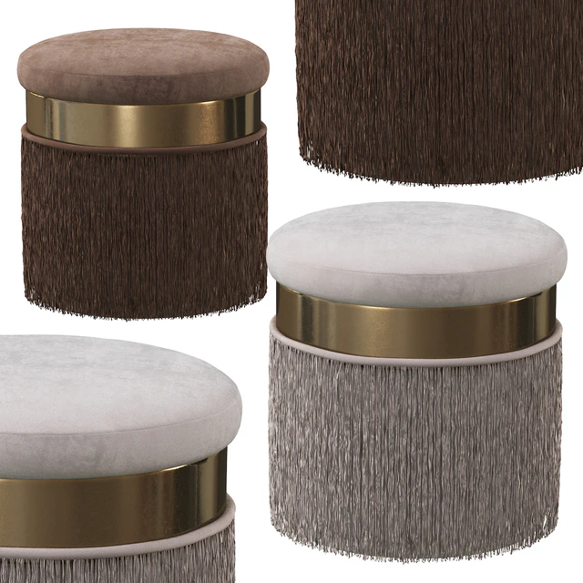 Blush Mauve Long Fringed Round Velvet Ottoman Footstool — Descargar