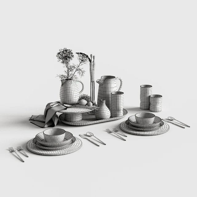 Table setting in white colors — Descargar