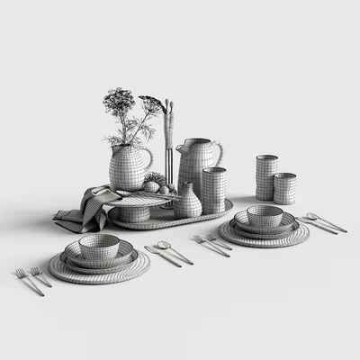 Table setting in white colors — Ver 2