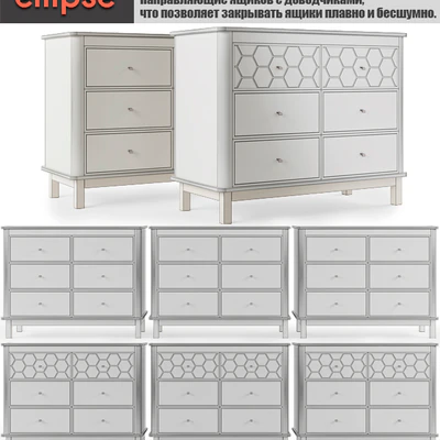 Еllipse-classic \ Classic chest 6 drawers [White, milky, gray] with milling. — Ver 2