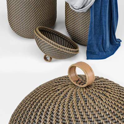 Arturo Global Bazaar Grey Rattan Weave Tall Basket — Ver 3