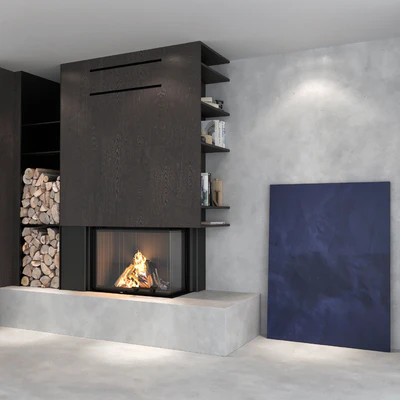 Decorative wall with fireplace set 02 — Ver 4