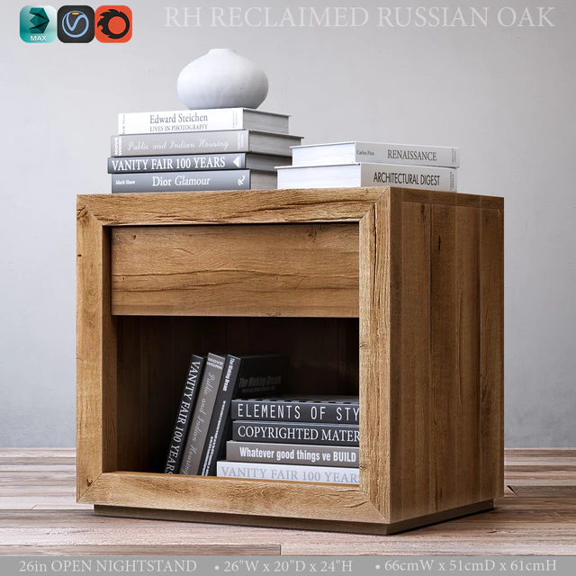 RECLAIMED RUSSIAN OAK 26in OPEN NIGHTSTAND — Скачать