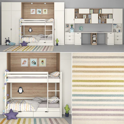Furniture for children's room with a decor for two children — Ver 1