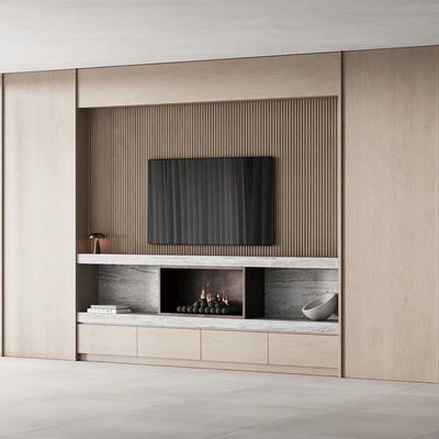 150 tv wall kit 02 modern japandi oak wood 02 — Вид 2