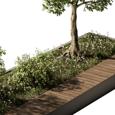 Urban Furniture / Architecture Bench with Plants- Set 24 — Ver 5