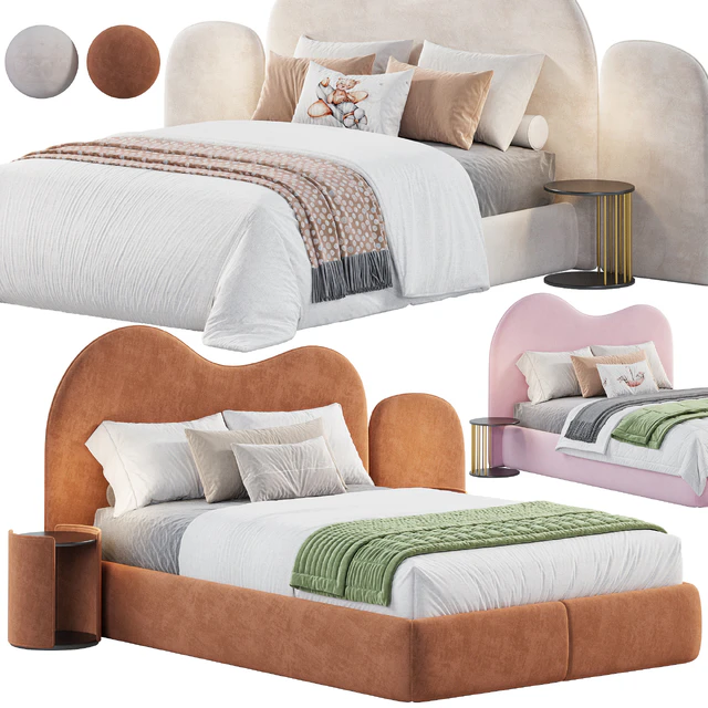 Curved Bedhead Boucle bed — Descargar