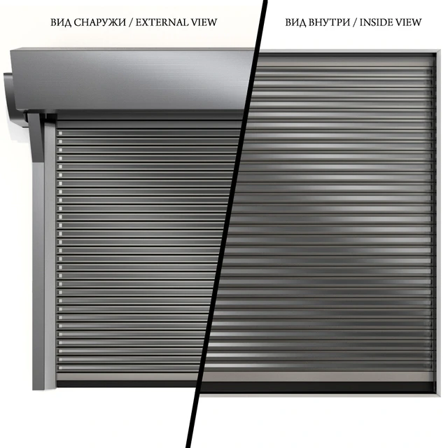 Metal industrial high speed door with horizontal transparent lamellas — Descargar