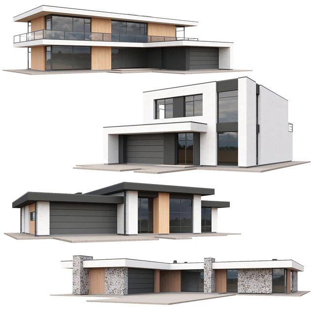 Set of low poly houses 02 — Descargar