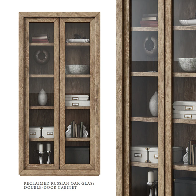 Restoration Hardware / Reclaimed Russian Oak Glass Double-Door Cabinet — Скачать