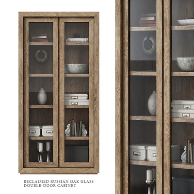 Restoration Hardware / Reclaimed Russian Oak Glass Double-Door Cabinet — Вид 1