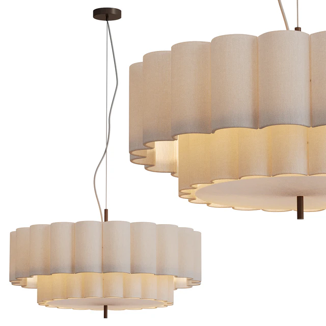 Folia large scalloped natural linen pendant — Descargar