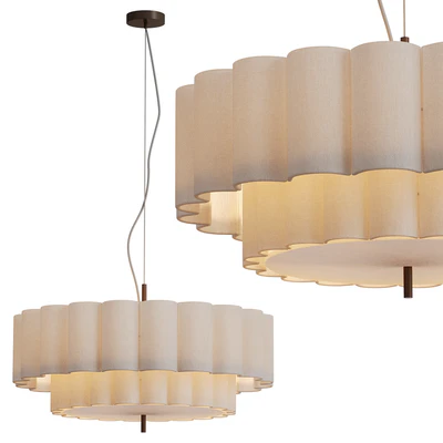 Folia large scalloped natural linen pendant — Ver 1