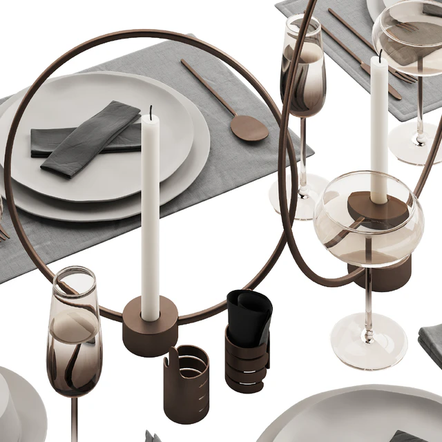064 Tableware decor set 02 biege and bronze 00 — Descargar