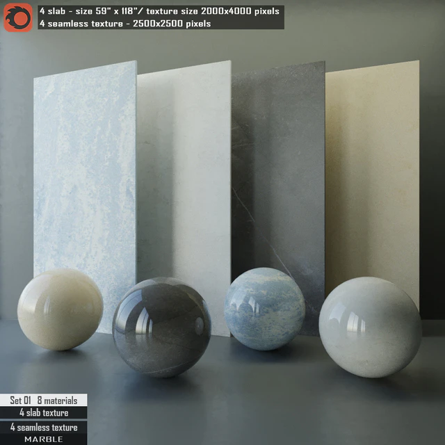 Marble slab & Seamless texture Set 01 — Descargar