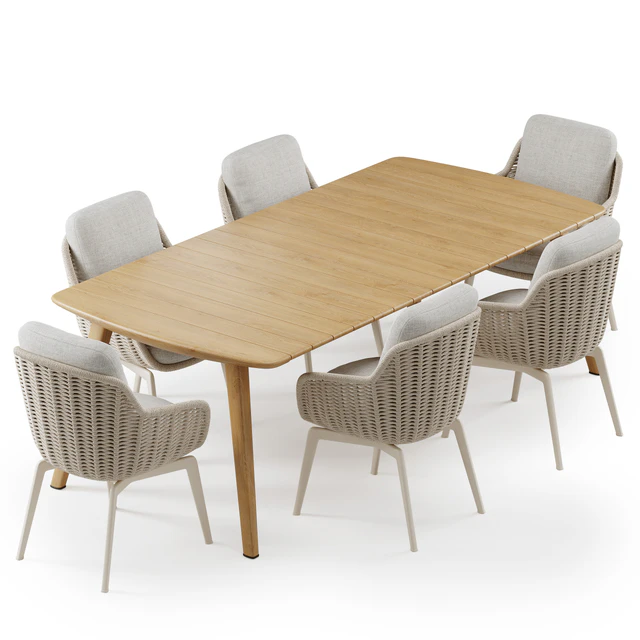 Outdoor Garden Woven Dining Set Belt Cord — Скачать