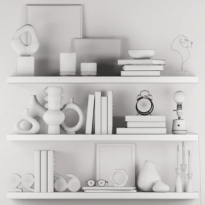 Decorative Set 017 With Classic Alarm Clock And Edison Lamp — Ver 4
