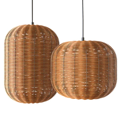 Rattan and Metal Ceiling Lamp — Вид 1