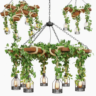 Wood Ceiling Lamp with Rope — Вид 5