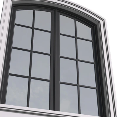 Окно Арочное фасадное в современном стиле.Арочное фасадное окно с обрамлением.Entrance classic Window..External Window. Exterior Classical frame Window — Вид 2