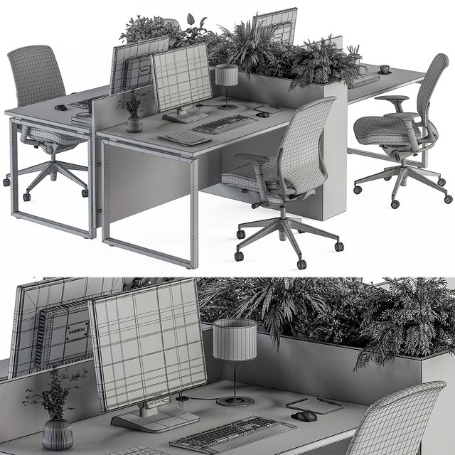 Employee Set Wood and Black Plant Box Divider - Office Furniture 336 — Descargar