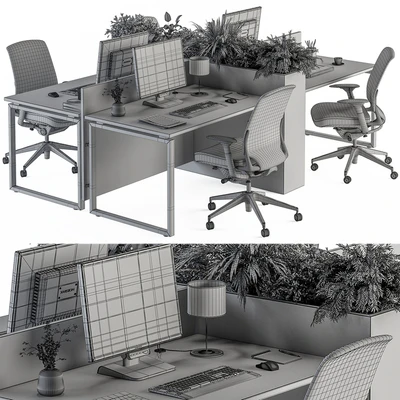 Employee Set Wood and Black Plant Box Divider - Office Furniture 336 — Ver 4