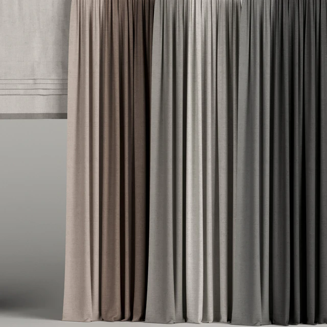 A set of curtains in different colors with a roman curtain. — Descargar